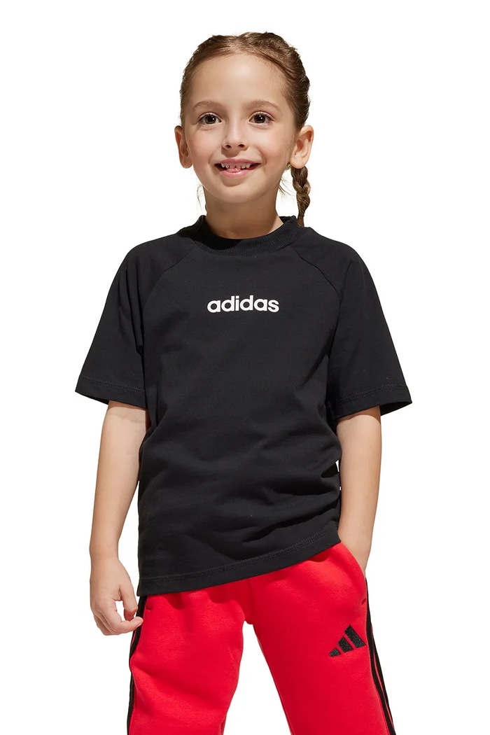 Дитяча бавовняна футболка adidas JC9753 чорний