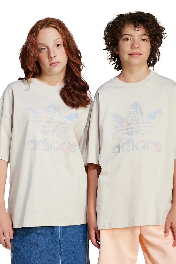 Dětské bavlněné tričko adidas Originals kulatý šedá JJ0277