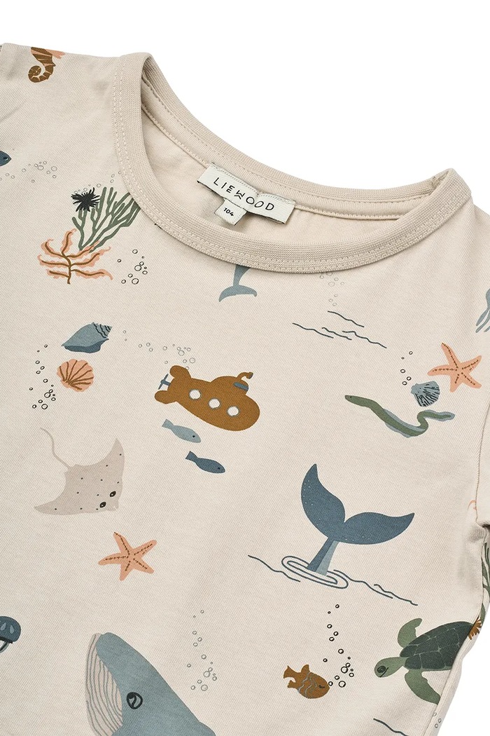 Otroška bombažna kratka majica Liewood Apia Printed Shortsleeve T-shirt bež LW19845