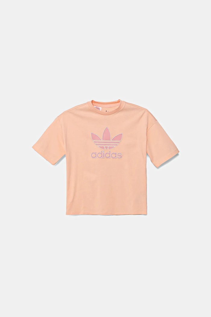 adidas Originals Παιδικό βαμβακερό μπλουζάκι adidas Originals JC9116 πορτοκαλί SS25