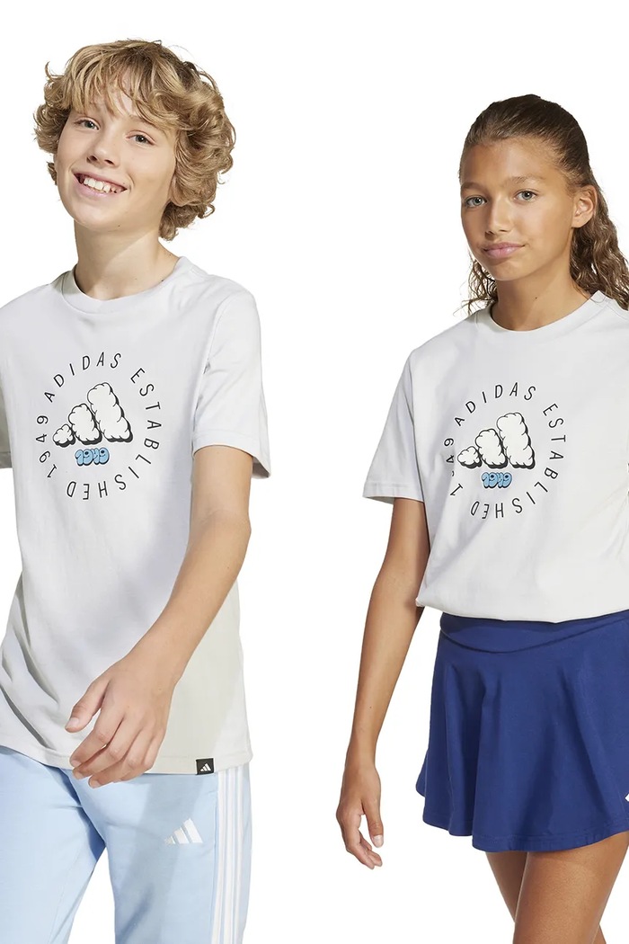 Dětské bavlněné tričko adidas kulatý šedá JI6687