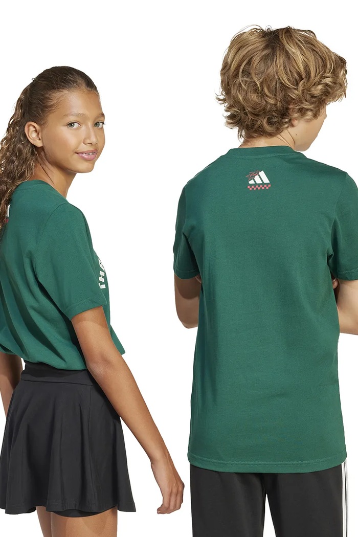 adidas t-shirt bawełniany dziecięcy JI6676 zielony