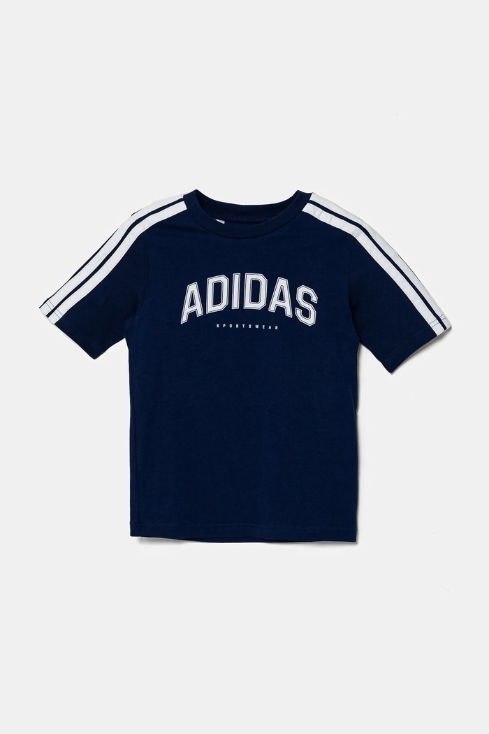 adidas t-shirt bawełniany dziecięcy nadruk granatowy JL6138