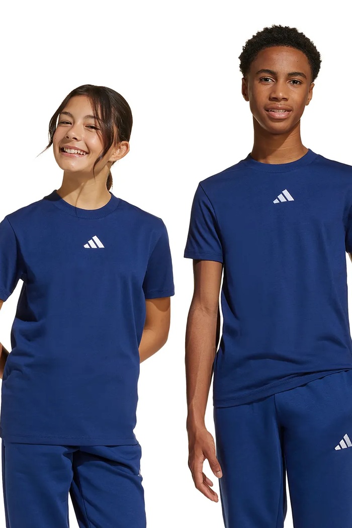 Детска памучна тениска adidas овално тъмносин JY0613