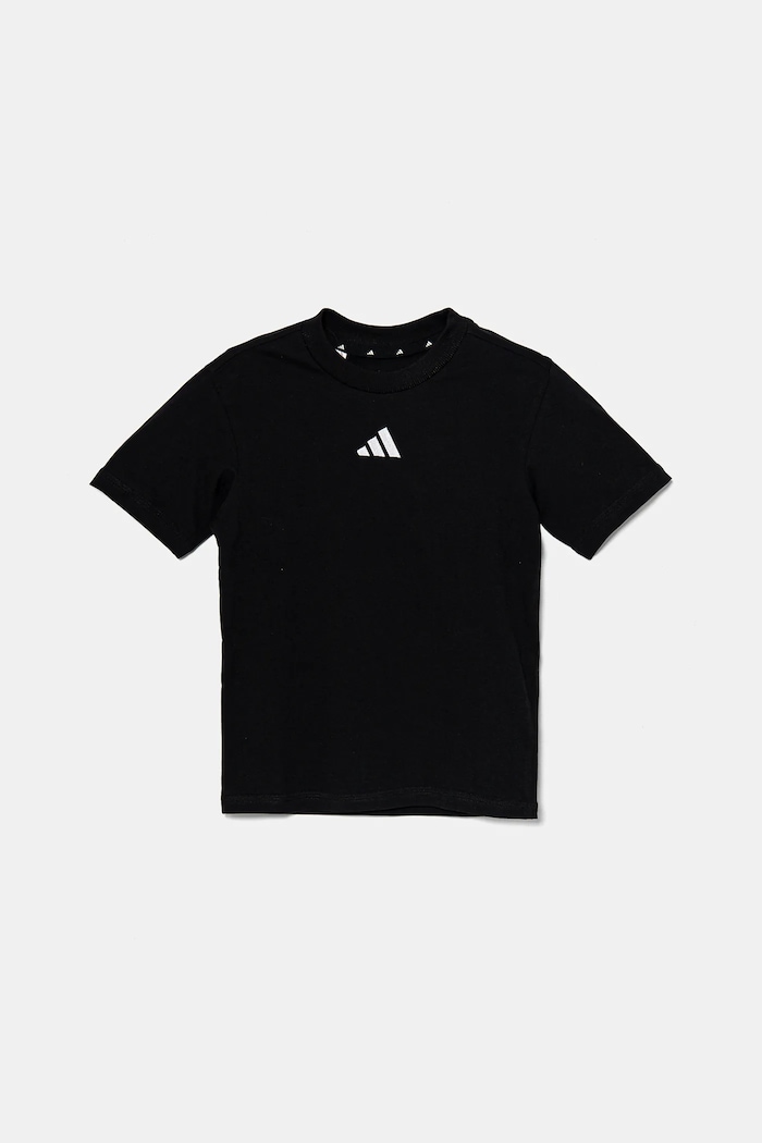 Παιδικό βαμβακερό μπλουζάκι adidas JC9776 μαύρο SS25