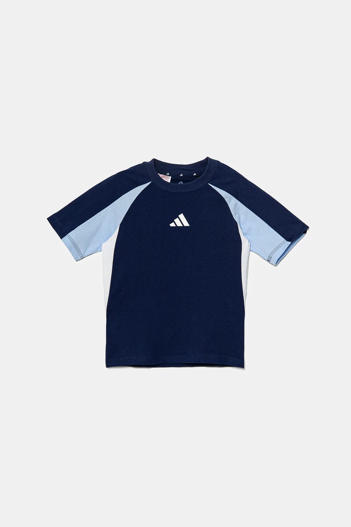 adidas t-shirt bawełniany dziecięcy JD0060 granatowy SS25