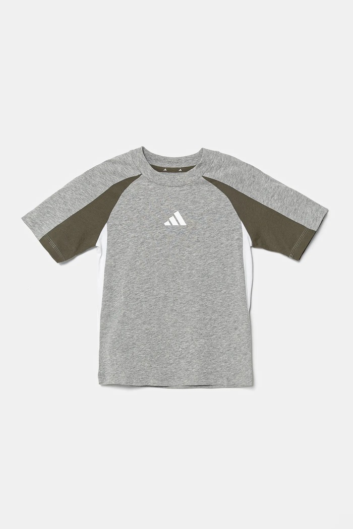 Dětské bavlněné tričko adidas JD0059 šedá SS25