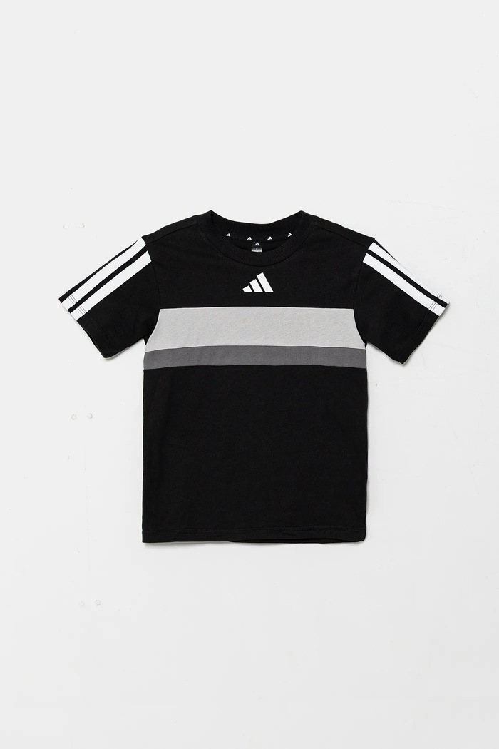 Детска памучна тениска adidas JC7468 черен SS25