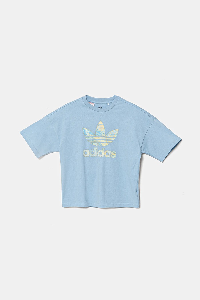 adidas Originals Παιδικό βαμβακερό μπλουζάκι adidas Originals JD2915 μπλε SS25