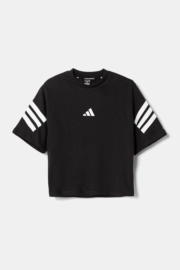 Detské bavlnené tričko adidas JN8092 čierna SS25