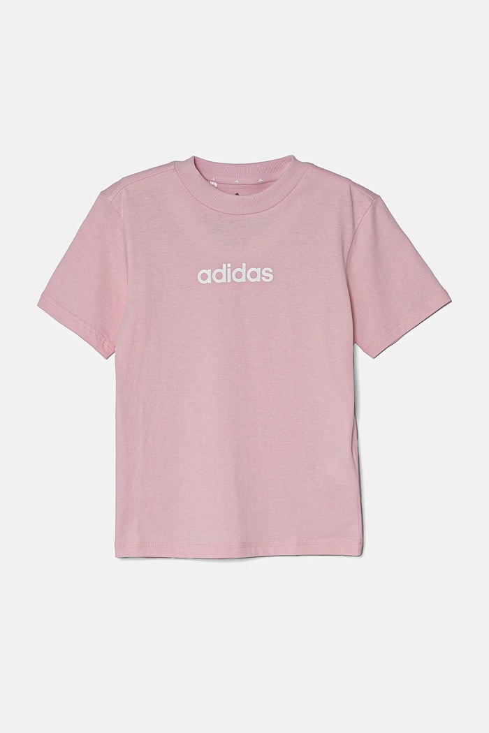 adidas t-shirt bawełniany dziecięcy JC9750 różowy SS25
