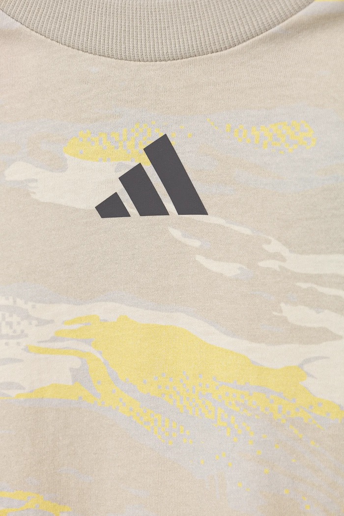 Chłopiec adidas t-shirt bawełniany dziecięcy JC7491 beżowy