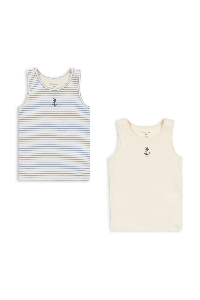 Konges Sløjd top copii BASIC 2 PACK TANKTOP GOTS 2-pack cu modele bej KS102254