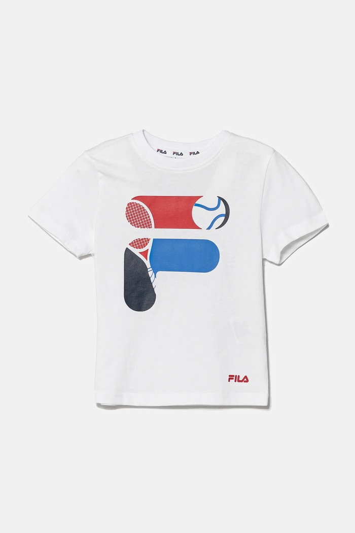 Dječja pamučna majica kratkih rukava Fila LONJA print bijela FAK0410