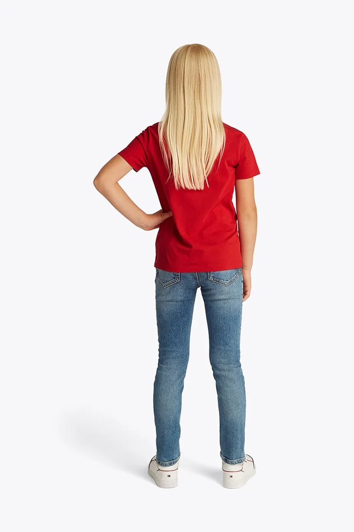 Băieți Tommy Hilfiger tricou de bumbac pentru copii KS0KS00397.128.176.PPYA rosu
