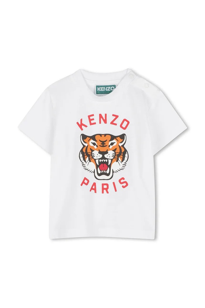Μωρό βαμβακερό μπλουζάκι Kenzo Kids στάμπα λευκό K60977.71.81
