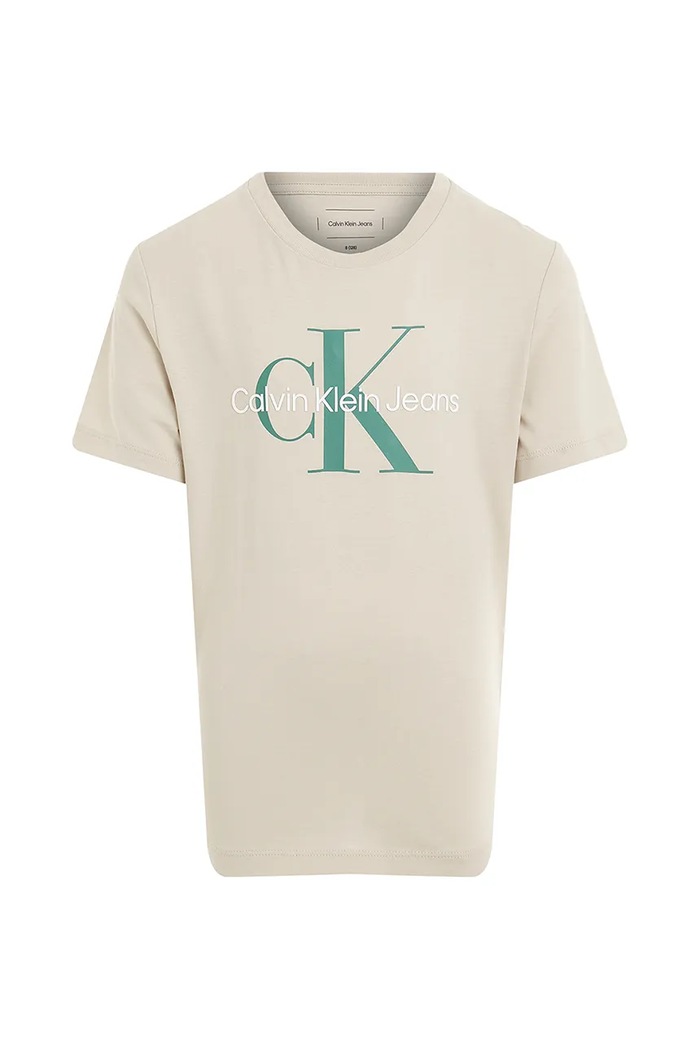 Calvin Klein Jeans t-shirt bawełniany dziecięcy IU0IU00676.PPYA beżowy SS25