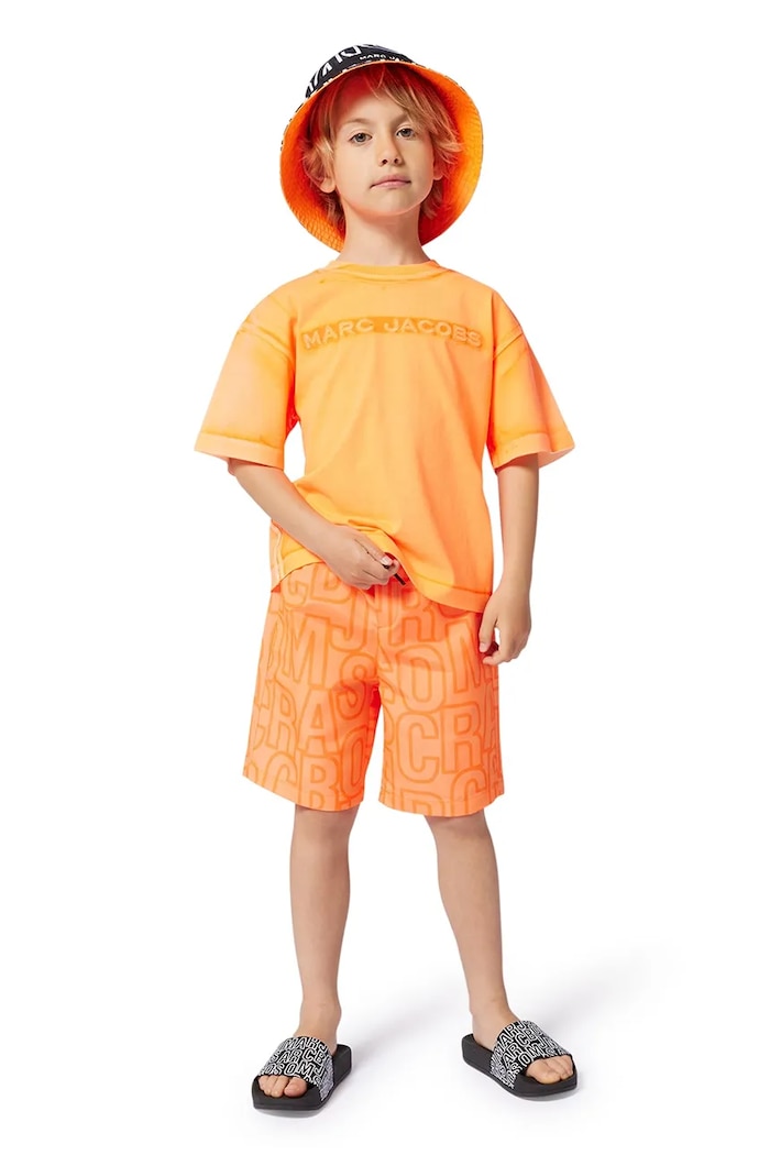 Marc Jacobs t-shirt bawełniany dziecięcy aplikacja pomarańczowy W60446.114.150