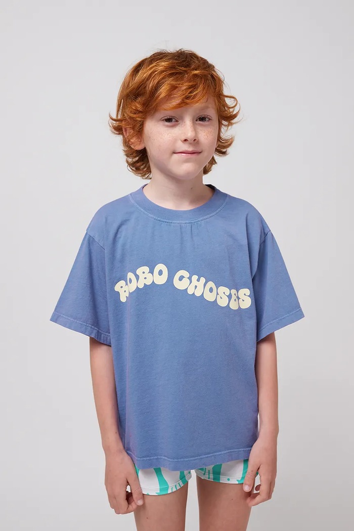 Bobo Choses T-shirt bawełniany dziecięcy Wavy niebieski 125AC013