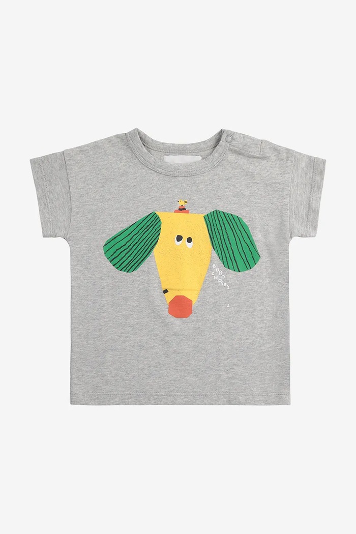 Bavlněné dětské tričko Bobo Choses Happy Dog 125AB009 šedá SS25