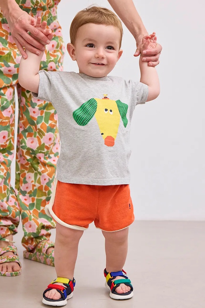 Bavlněné dětské tričko Bobo Choses Happy Dog 125AB009 šedá