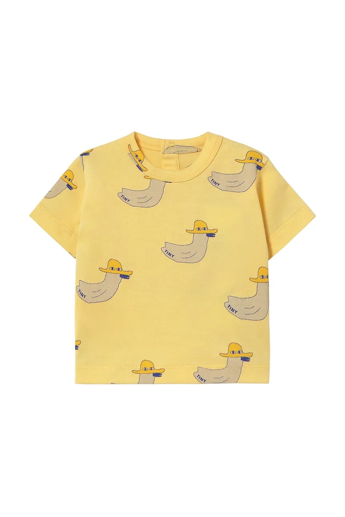Tinycottons t-shirt bawełniany niemowlęcy DUCKS BABY TEE nadruk żółty SS25.013