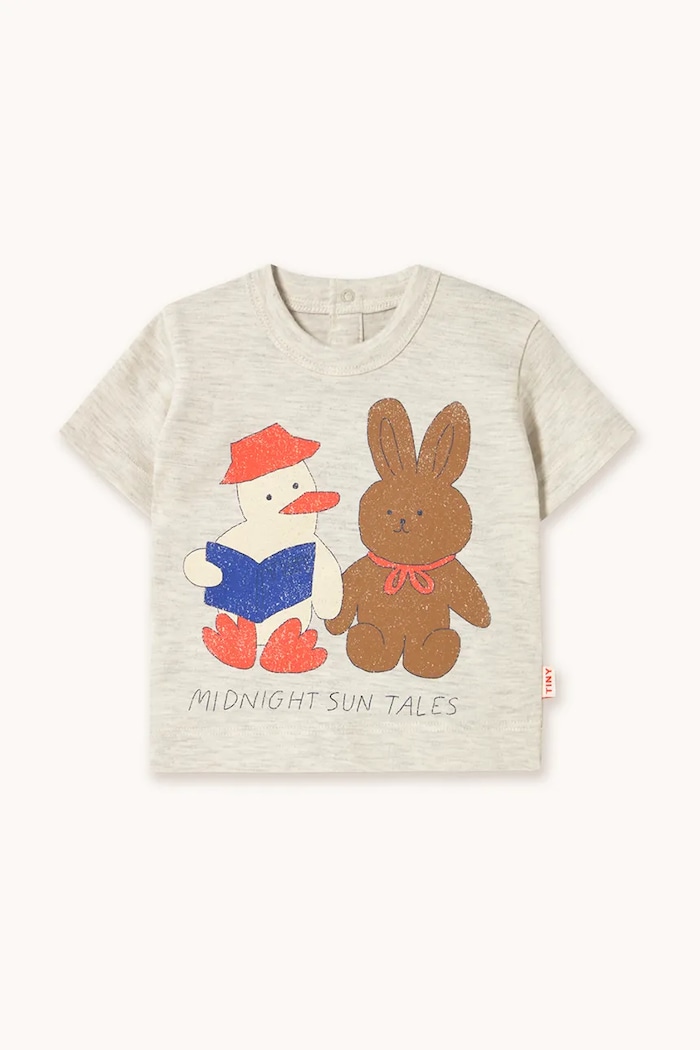 Бебешка тениска Tinycottons READERS GRAPHIC BABY TEE SS25.087 бежов SS25