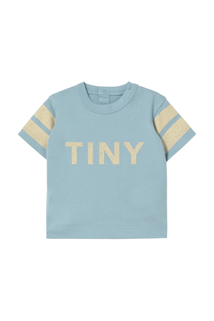 Tinycottons t-shirt bawełniany niemowlęcy STRIPES LOGO BABY TEE nadruk niebieski SS25.141