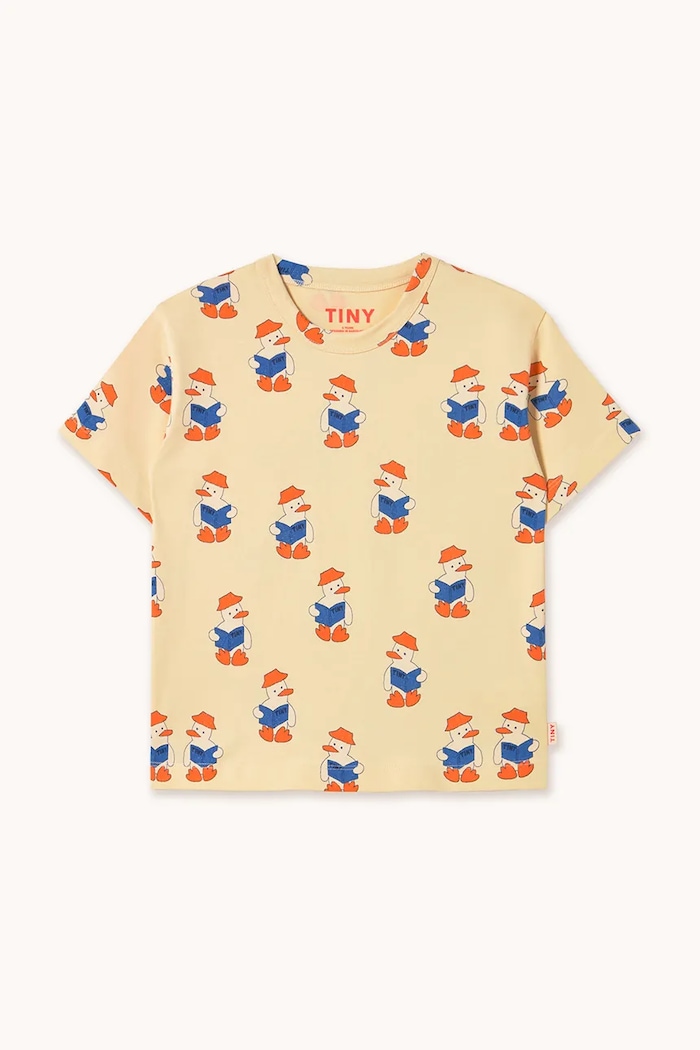 Dětské bavlněné tričko Tinycottons READERS TEE SS25.006 béžová SS25