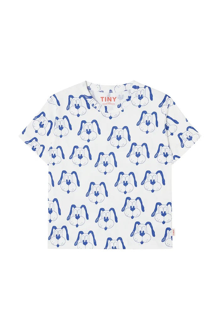 Tinycottons t-shirt bawełniany dziecięcy DOGS TEE nadruk niebieski SS25.460