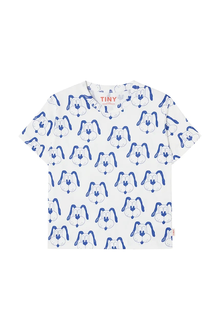 Tinycottons t-shirt bawełniany dziecięcy DOGS TEE nadruk niebieski SS25.460