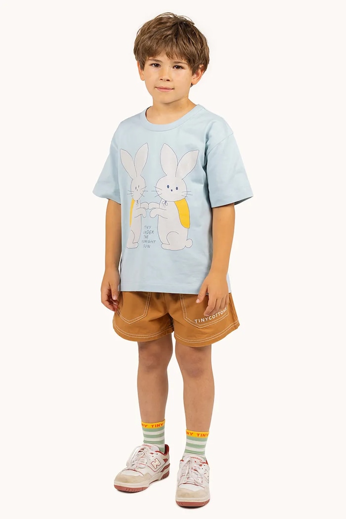 Tinycottons t-shirt bawełniany dziecięcy BUNNIES GRAPHIC TEE niebieski SS25.075