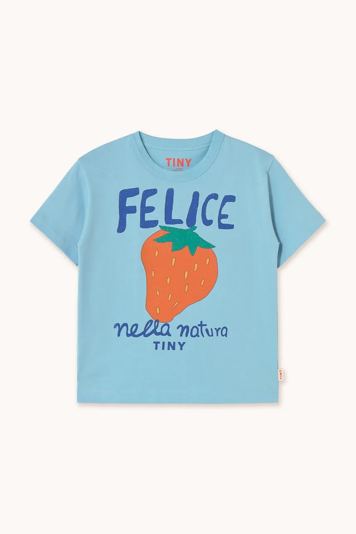 Tinycottons t-shirt bawełniany dziecięcy NELLA NATURA GRAPHIC TEE SS25.077 niebieski SS25
