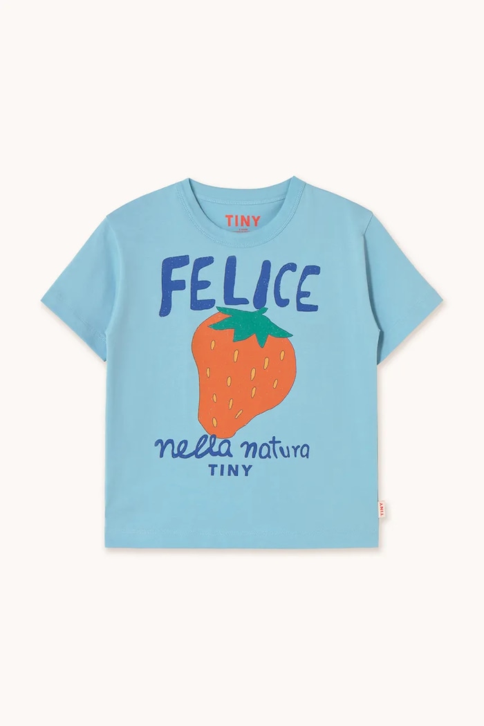 Tinycottons t-shirt bawełniany dziecięcy NELLA NATURA GRAPHIC TEE SS25.077 niebieski SS25