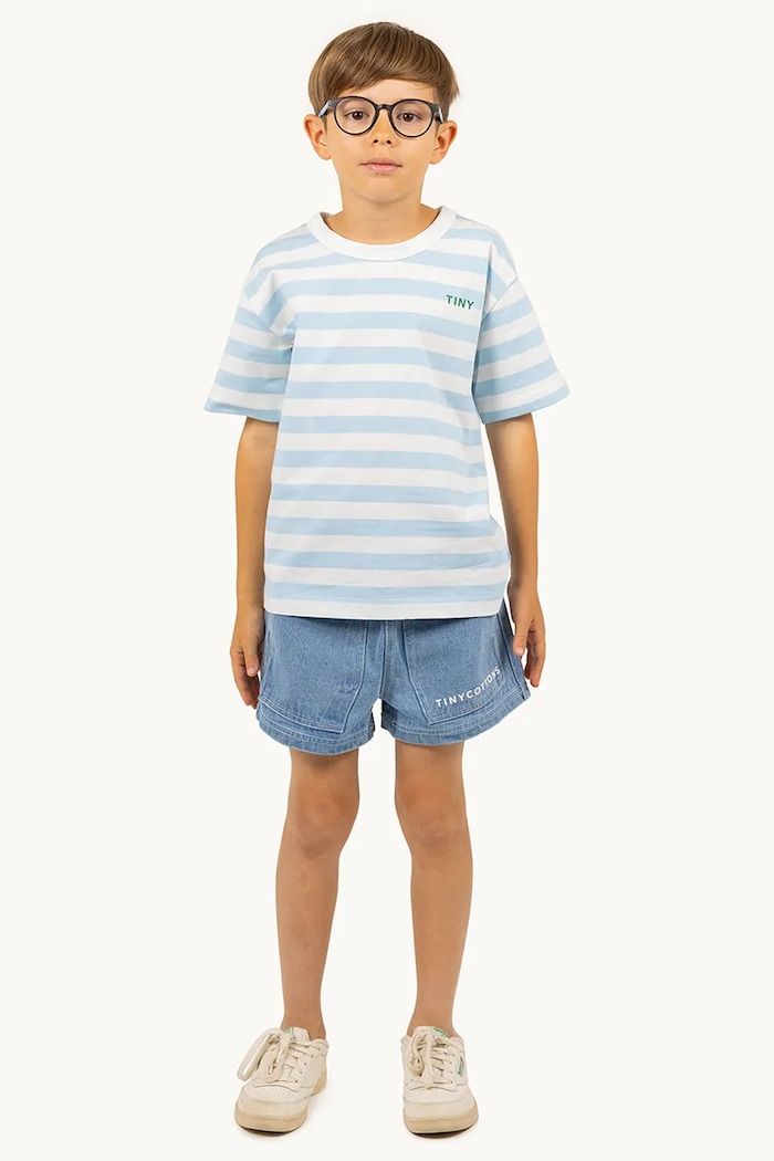 Tinycottons t-shirt bawełniany dziecięcy STRIPES TEE niebieski SS25.111