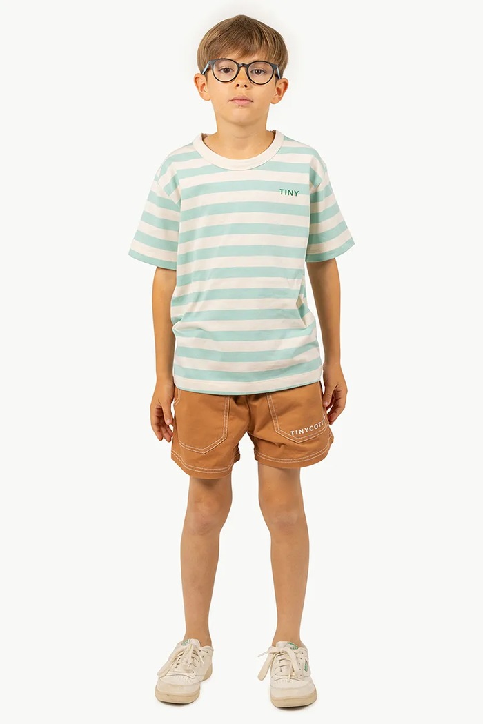 Tinycottons gyerek pamut póló STRIPES TEE zöld SS25.111