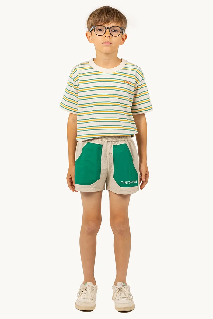 Dětské bavlněné tričko Tinycottons STRIPES MULTICOLOR TEE béžová SS25.122