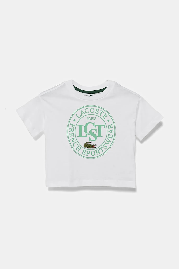 Lacoste t-shirt bawełniany dziecięcy nadruk biały TJ2463