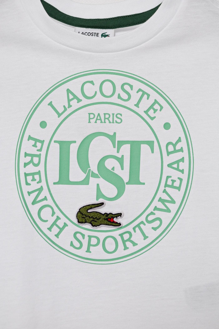 Chłopiec Lacoste t-shirt bawełniany dziecięcy TJ2463 biały