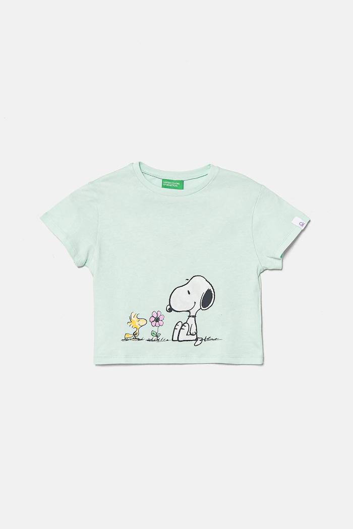 United Colors of Benetton t-shirt bawełniany dziecięcy nadruk zielony 3X1SG10I9.P.Seasonal