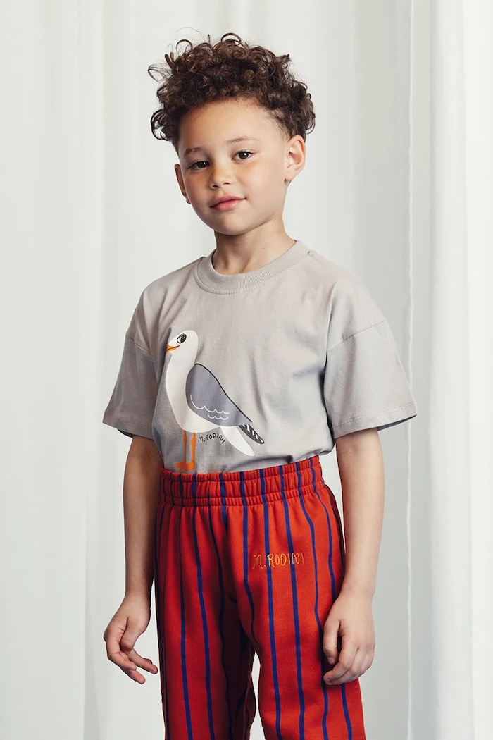 Mini Rodini T-shirt bawełniany dziecięcy Seagull szary 2522013797