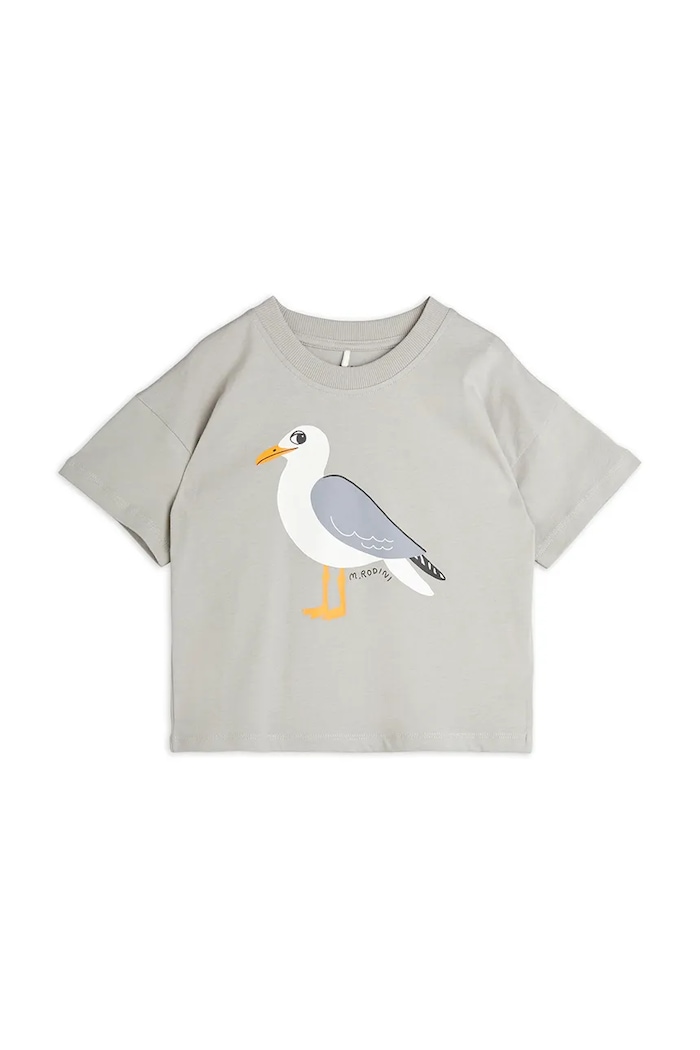 Mini Rodini T-shirt bawełniany dziecięcy Seagull 2522013797 szary SS25