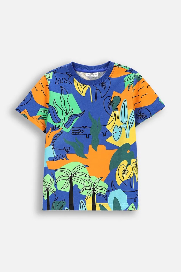 Coccodrillo t-shirt bawełniany nadruk multicolor WC5143206TBK