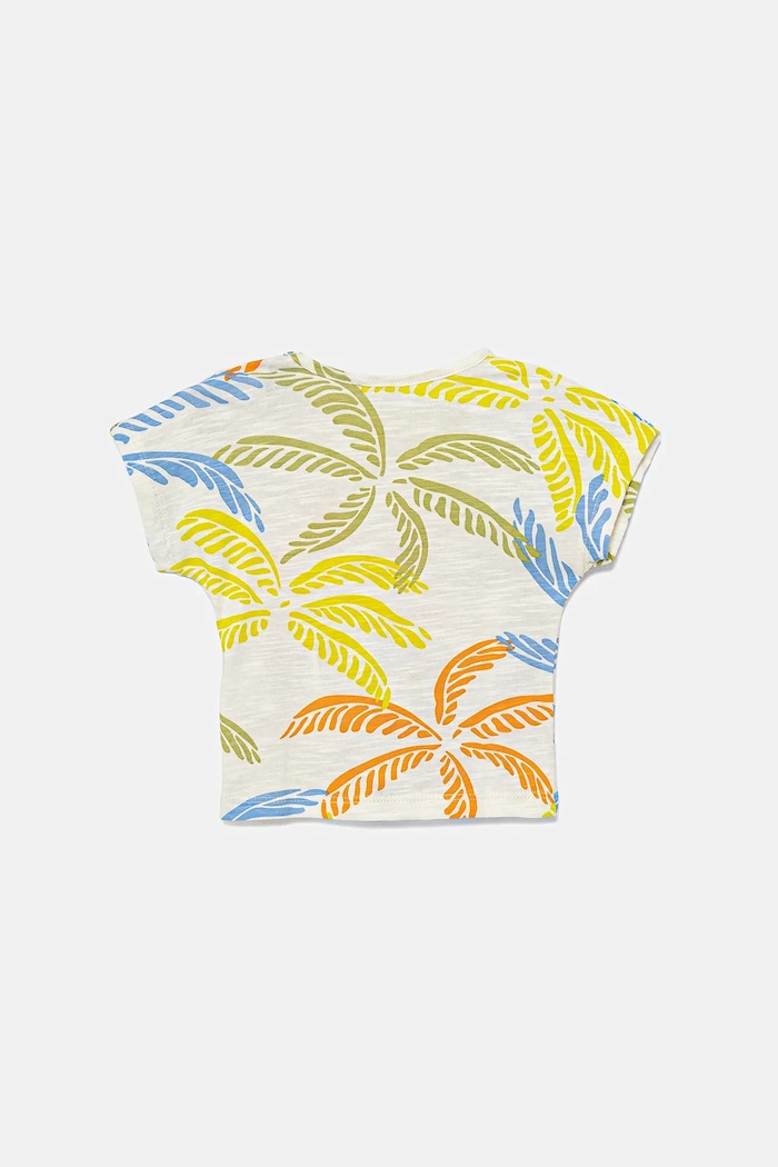 Бебешка памучна тениска United Colors of Benetton 3O7SA106E.W.Seasonal бежов SS25