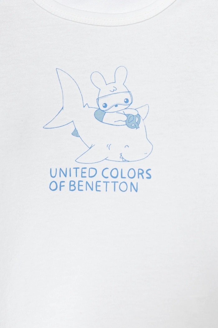 Αγορίστικα Μωρό βαμβακερό μπλουζάκι United Colors of Benetton 3I1XA1069.W.Seasonal λευκό