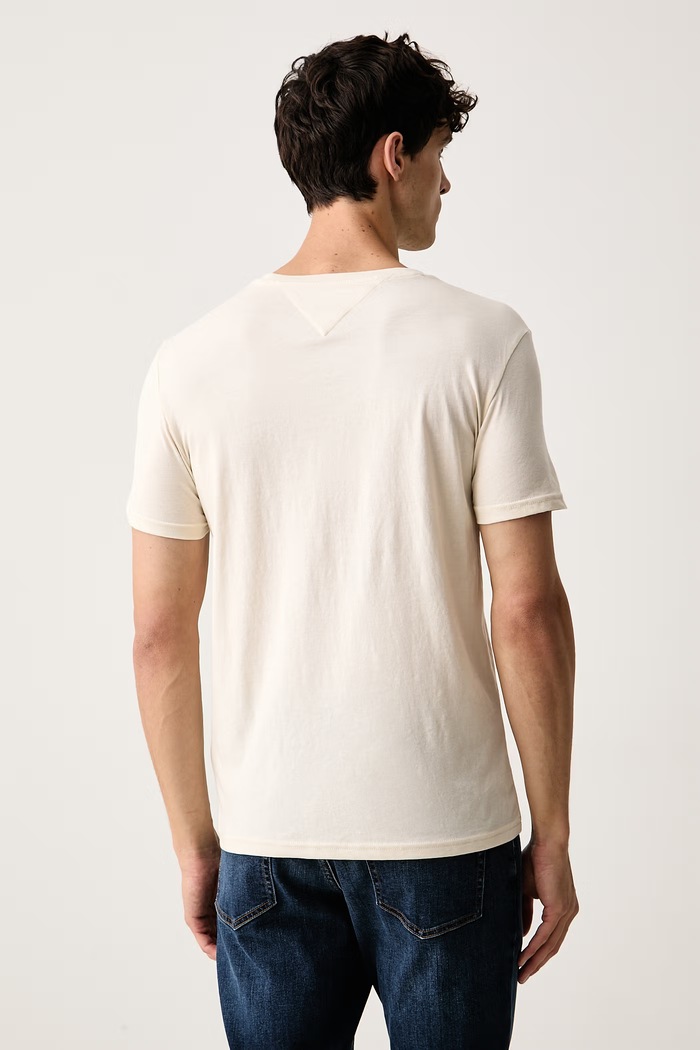Ρούχα Tommy Jeans t-shirt ανδρικό DM0DM20363 μπεζ