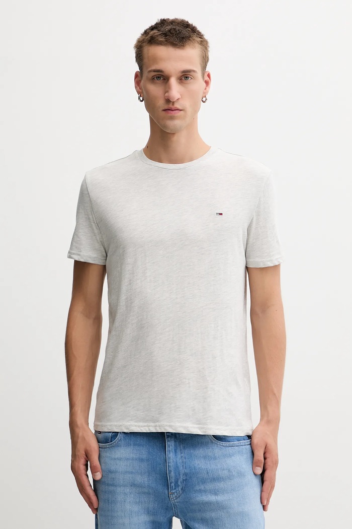Tommy Jeans tričko pánske slim sivá DM0DM20363