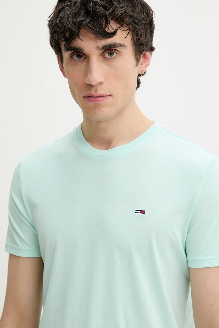 Ρούχα Tommy Jeans t-shirt ανδρικό DM0DM20363 τιρκουάζ