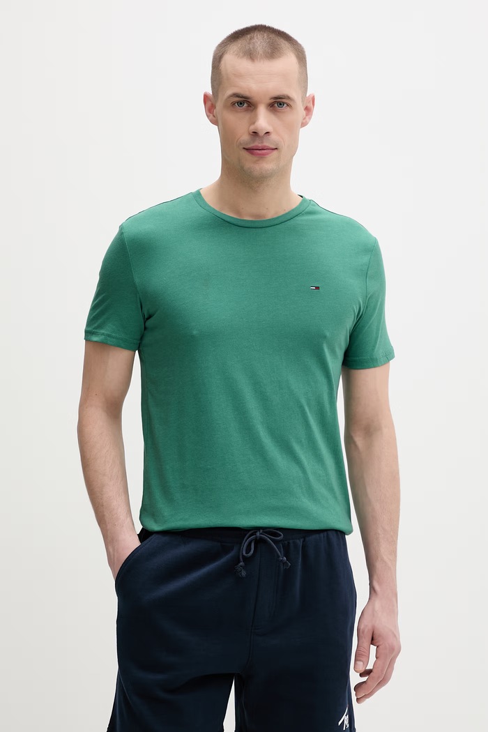 Tommy Jeans tričko pánske zelená DM0DM20363