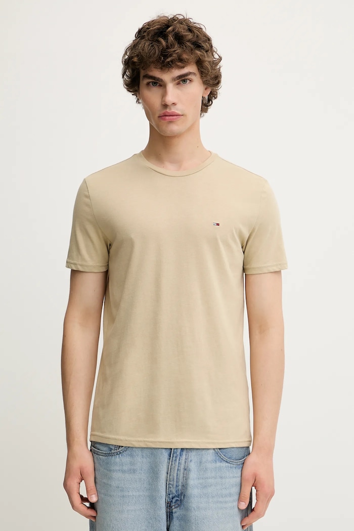 Tommy Jeans tricou bărbați uni bej DM0DM20363